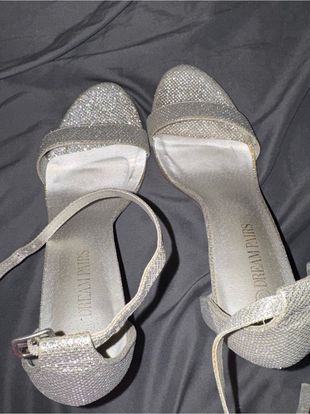 Dream Pairs Sparkling Silver Open-Toe Ankle Strap Heels